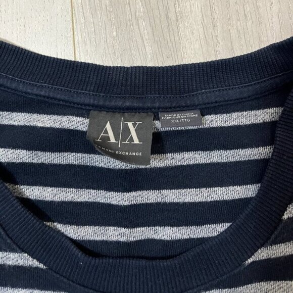 Armani Exchange Crew Neck Striped Knit Pullover Sweater Men's XXL Black White - Picture 3 of 6